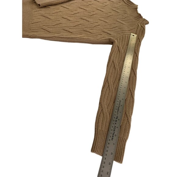 Romeo & Juliet Couture Women's Tan Cable Knit Mock Neck Sweater Size Medium - Picture 9 of 10